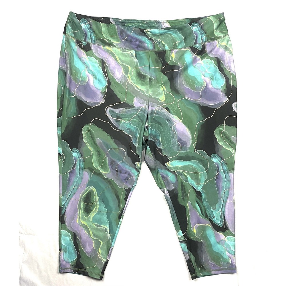 C Est 1946 Plus Size 26/28W Global Ceramic Active Sportswear Leggings Green NWT